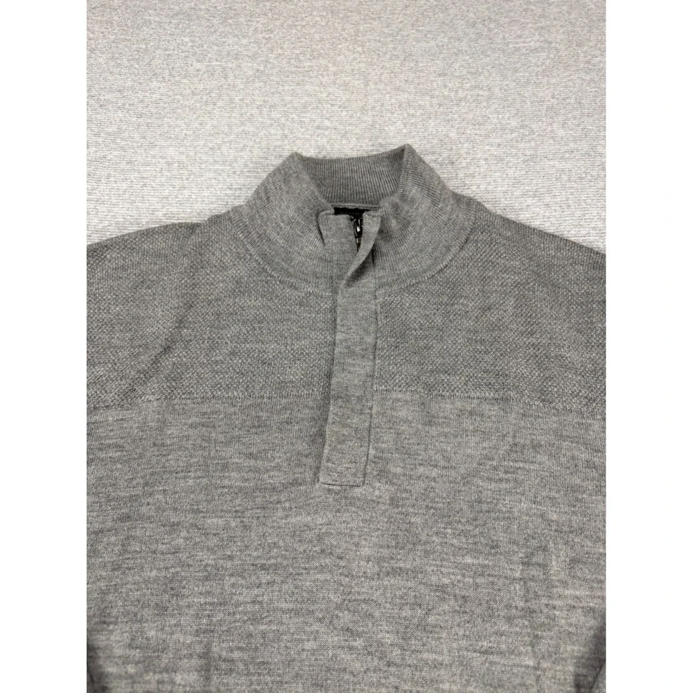 Banana Republic Mens XL Gray Merino Wool Blend Quarter Zip Sweater 980773